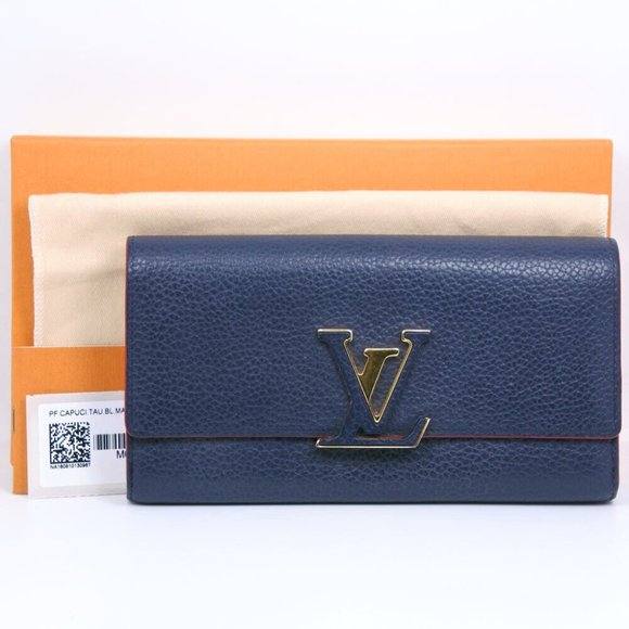 LOUIS VUITTON M63739 Taurillon Clemence Portefeiulle Capsine purse Marine ... - Picture 1 of 12